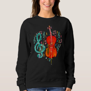 Sweatshirt Cellist Heart Treble Clef Music Notes Cello Player