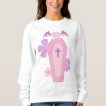 Cercueil et chauve-souris rose floral