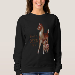 Sweatshirt Cerf illustré à la main avec faon tacheté ont un c
