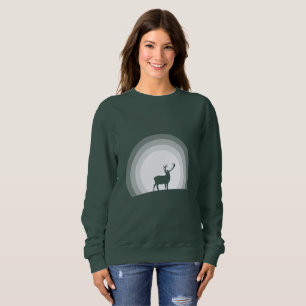 Sweatshirt Cerf majestueux en silhouette sous la lumière luna