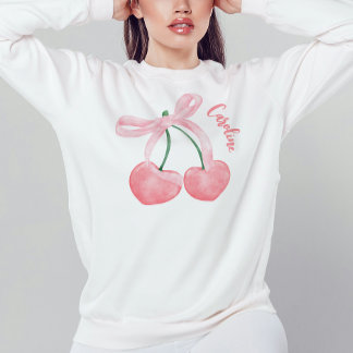 Sweatshirt Cerise mignonne avec cabot rose Coquette fille est
