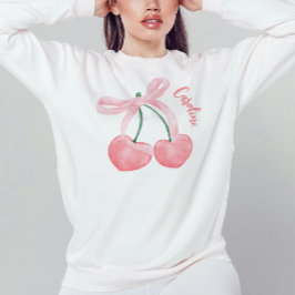 Sweatshirt Cerise mignonne avec cabot rose Coquette fille est