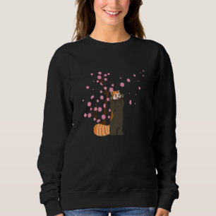Sweatshirt Cerisier Fleur Rouge Panda Animal Japonais Sakura