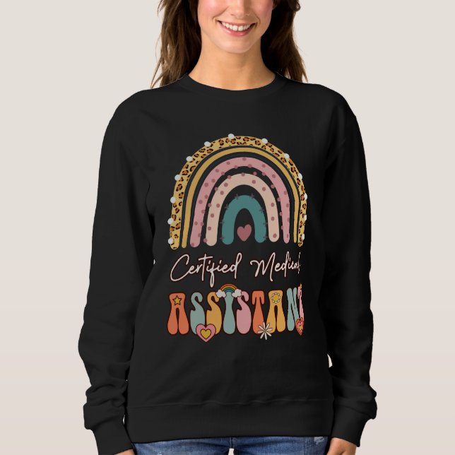 Sweatshirt Certified Medical Assistant CMA Groovy Retro Rainb (Devant)