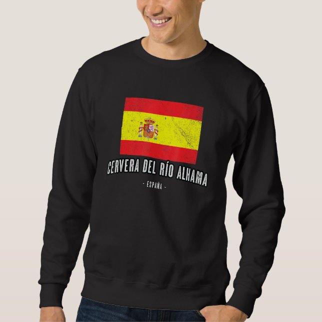 Sweatshirt Cervera Del Ro Alhama Espagne Es Drapeau Ville Ban (Devant)