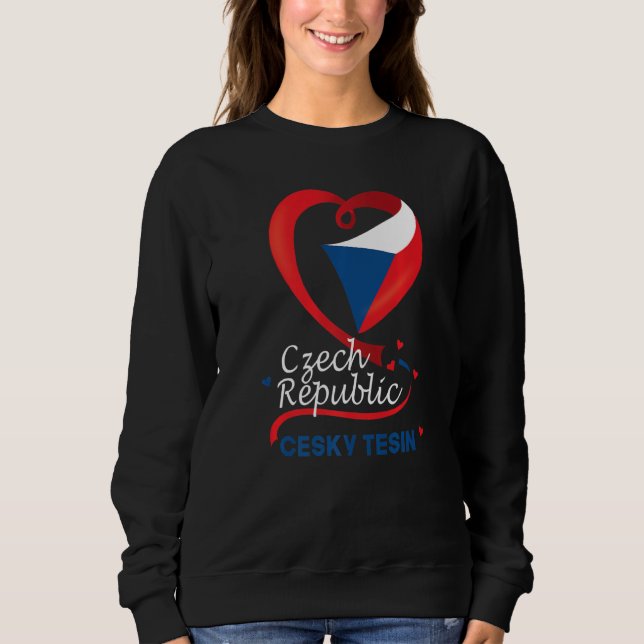 Sweatshirt Cesky Tesin République Tchèque Drapeau Coeur Bras (Devant)