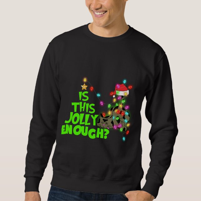 Sweatshirt C'EST ASSEZ JOLLY, Meowy Xmas, chat de Noël (Devant)