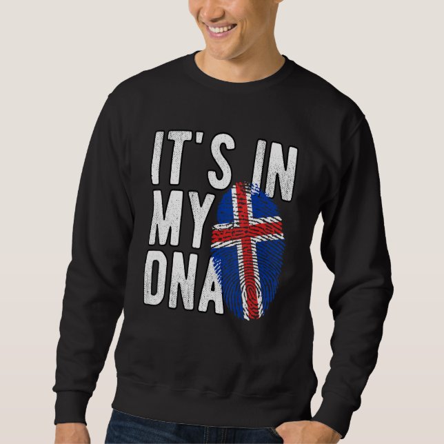 Sweatshirt C'est drôle dans mon ADN drapeau Islande empreinte (Devant)