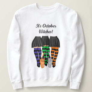 Sweatshirt C'est Octobre Sorcières - Trois Sorcières et Chats