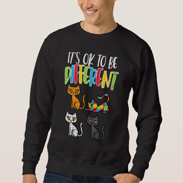 Sweatshirt C'Est Ok D'Être Différent Cat Puzzle Cute Autism A (Devant)