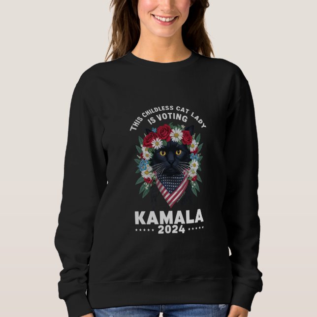 Sweatshirt Cette Femme-Chat Sans Enfant Vote Kamala (Devant)
