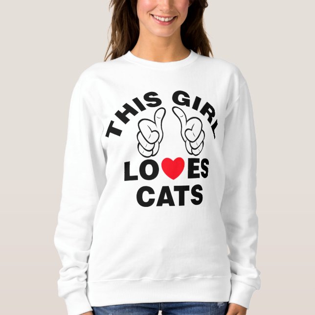 Sweatshirt Cette fille adore les chats (Devant)