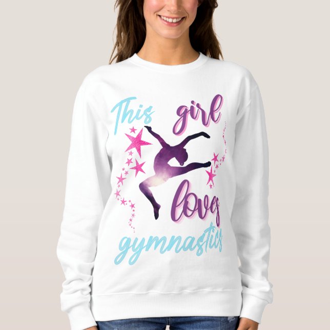 Sweatshirt Cette Fille Aime La Gymnastique Étoiles Leap (Devant)