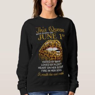 Sweatshirt Cette Reine Est Née Le 1Er Juin Hate Love Heart Fi