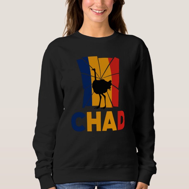 Sweatshirt Chad Chadian Chad Flag Ostrich Animal Silhouette (Devant)