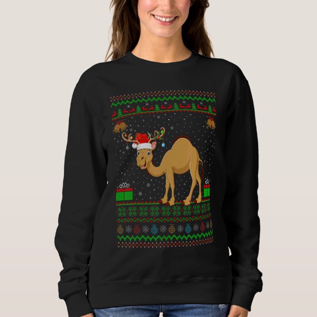 Sweatshirt Chameau Santa Hat Correspondant Chameau moche Noël (Devant)