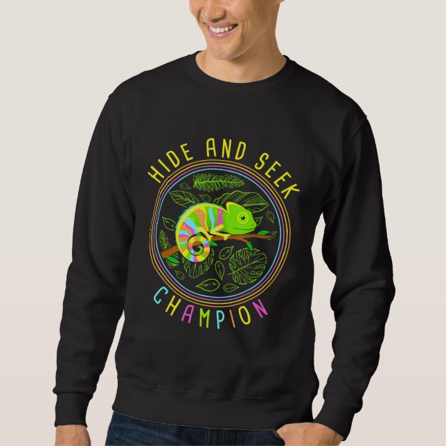 Sweatshirt Chameleon Cacher Et Chercher Champion Reptiles (Devant)