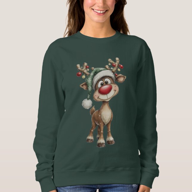 Sweatshirt Chandail de Noël avec un renne mignon (Devant)