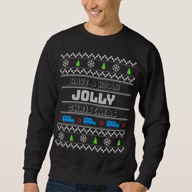 Sweatshirt Chandail de Noël laid EMS (Devant)