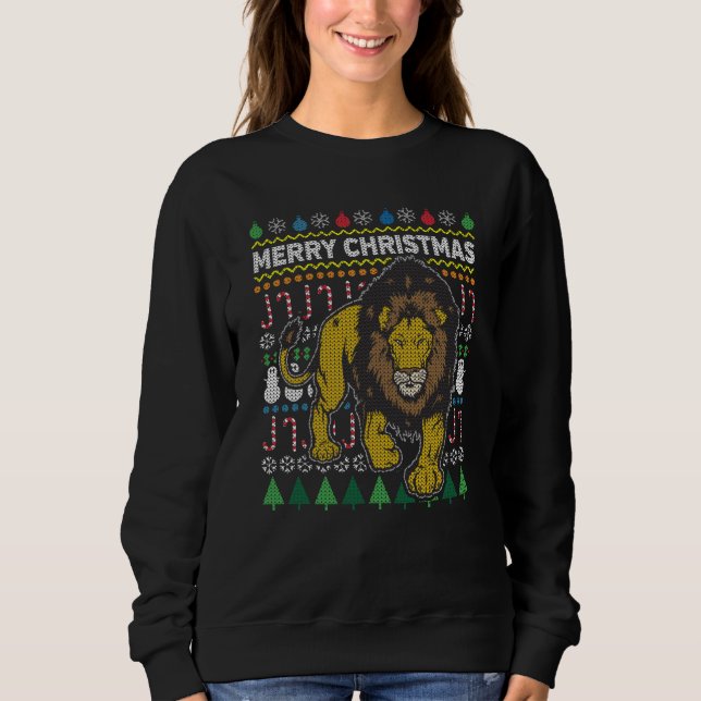 Sweatshirt Chandail de Noël Lion laide (Devant)