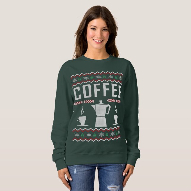 Sweatshirt Chandail de Noël moche café (Devant entier)