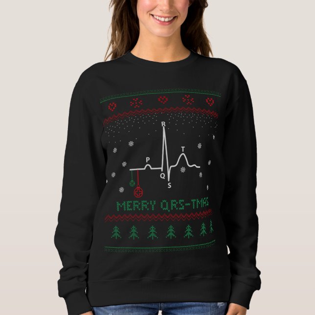 Sweatshirt Chandail de Noël moche pour infirmière Cardiologie (Devant)