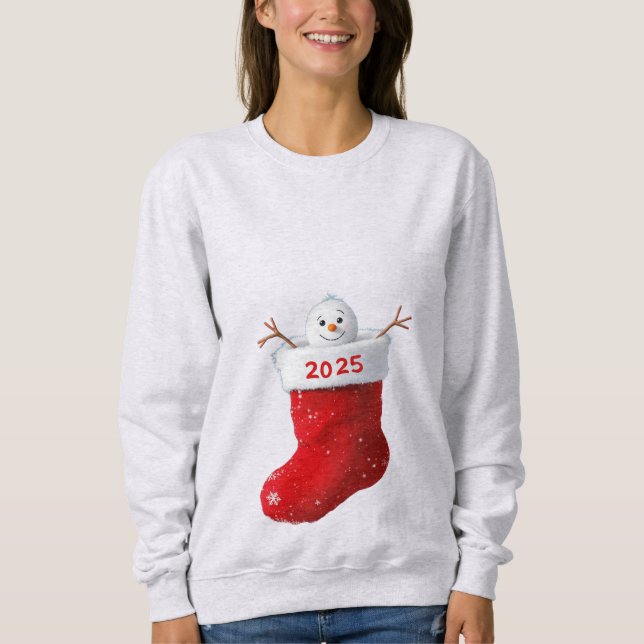 Sweatshirt Chandail de veille de Noël Snowman 2025 (Devant)