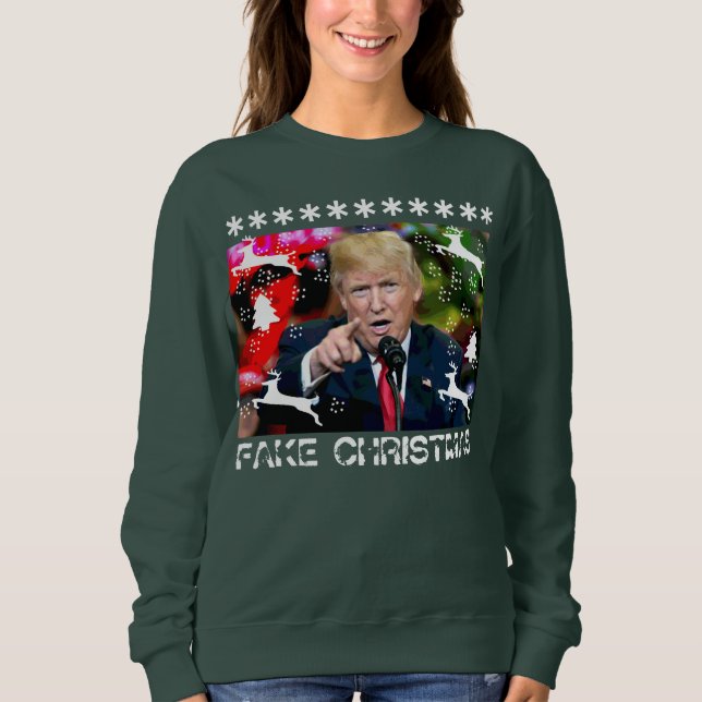 Sweatshirt Chandail laid de Noël de Donald Trump de faux Noël (Devant)