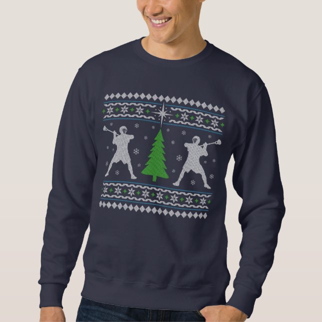 Sweatshirt Chandail laid de Noël de lacrosse (Devant)