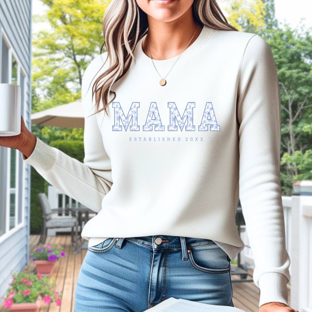 Sweatshirt Chandail Mama, Motif de Toile Bleue (Créateur téléchargé)