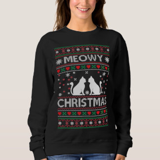 Sweatshirt Chandail moche Noël Meowy avec Chats
