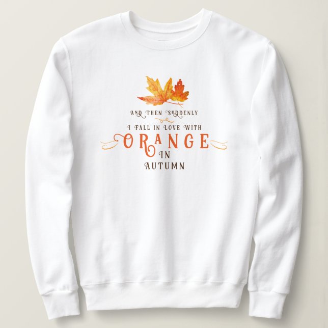 Sweatshirt Chandail orange feuille d'automne (Design devant)
