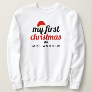 Sweatshirt Chapeau de Père Noël   Élégant Premier Noël Mme No