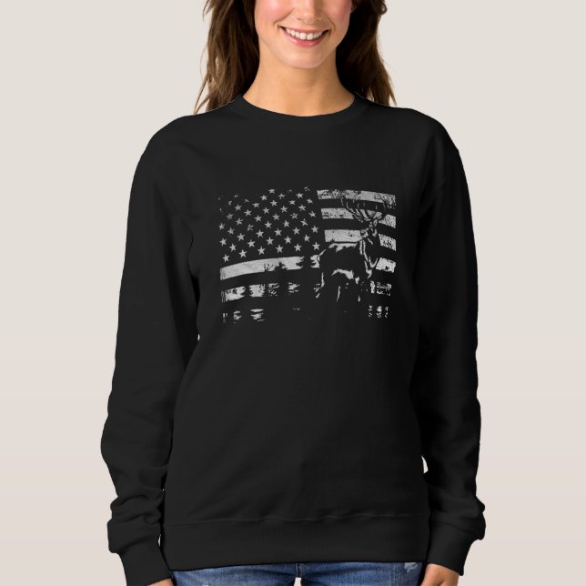 Sweatshirt Chasse au wapiti de cerf drapeau américain Usa Pro (Devant)