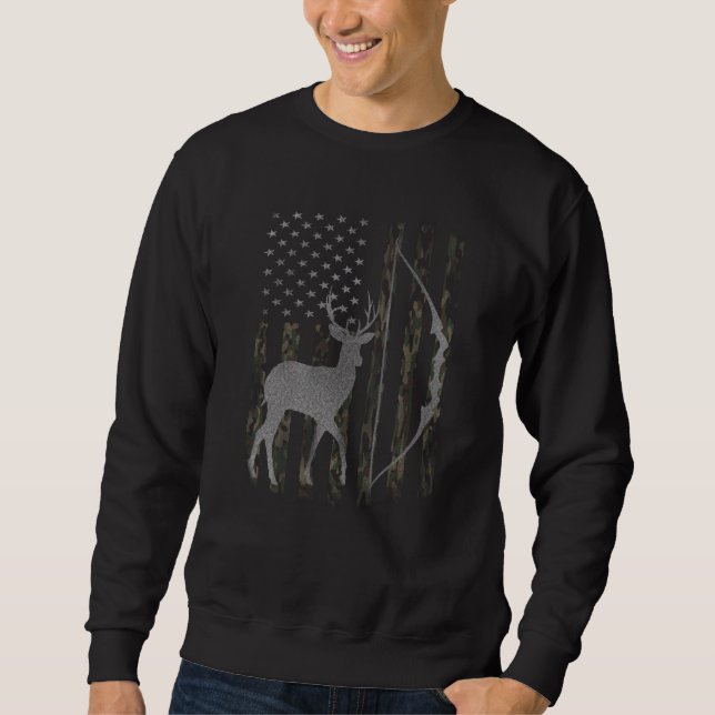Sweatshirt Chasse aux cerfs de Buck Whitetail Camo USA Drapea (Devant)