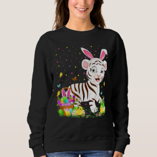 Sweatshirt Chasse aux oeufs de lapin de Pâques Tigre blanc Di