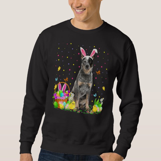 Sweatshirt Chasse aux oeufs de Pâques amusante Chien de Pâque (Devant)