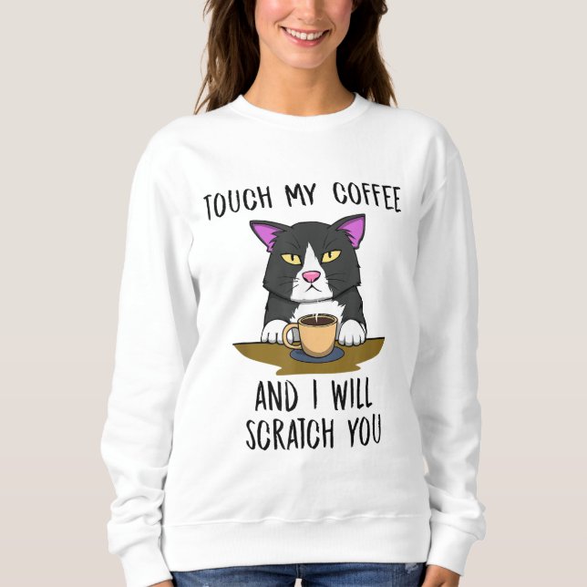 Sweatshirt Chat agacé Cute Kitty Scratch You Café (Devant)