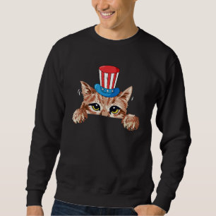 Sweatshirt Chat américain 4 juillet drôle chaton Kitty patrio