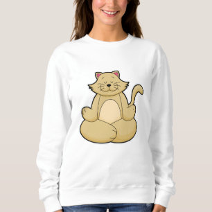 Sweatshirt Chat au Yoga Exercice d'étirement en Jambes croisé