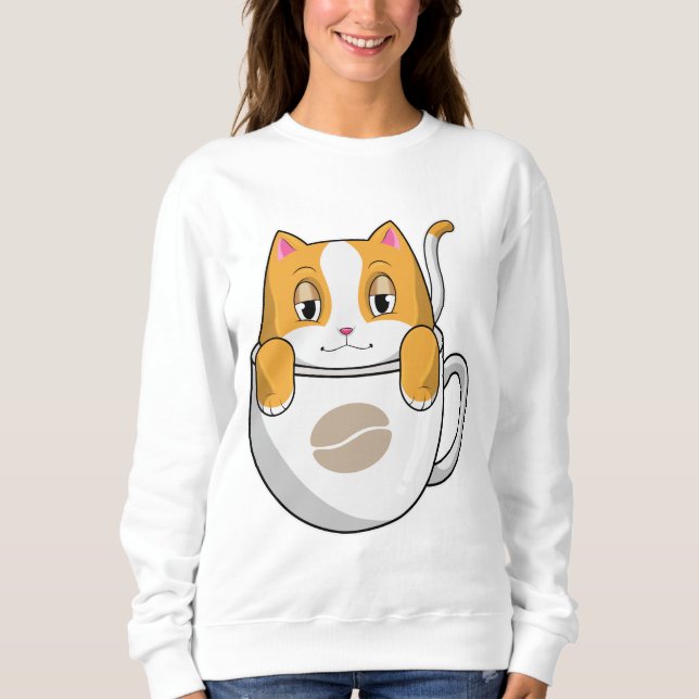 Sweatshirt Chat avec café Coupe (Devant)