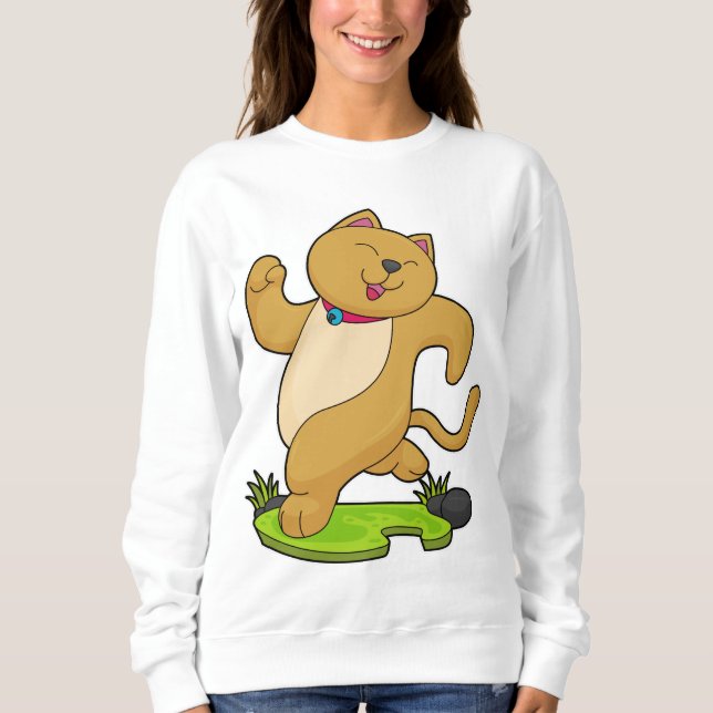 Sweatshirt Chat avec collier à la course (Devant)