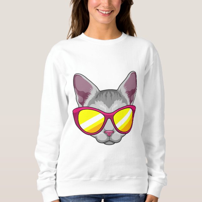Sweatshirt Chat avec lunettes de soleil (Devant)