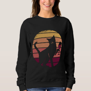 Sweatshirt Chat Avec Verre À Vin Pour La Fête D'Alcool Et Ani