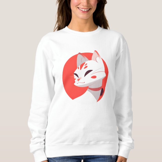 Sweatshirt Chat blanc mignon (Devant)
