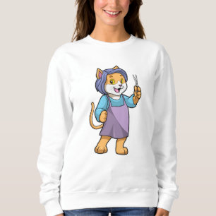 Sweatshirt Chat coiffeur avec ciseaux
