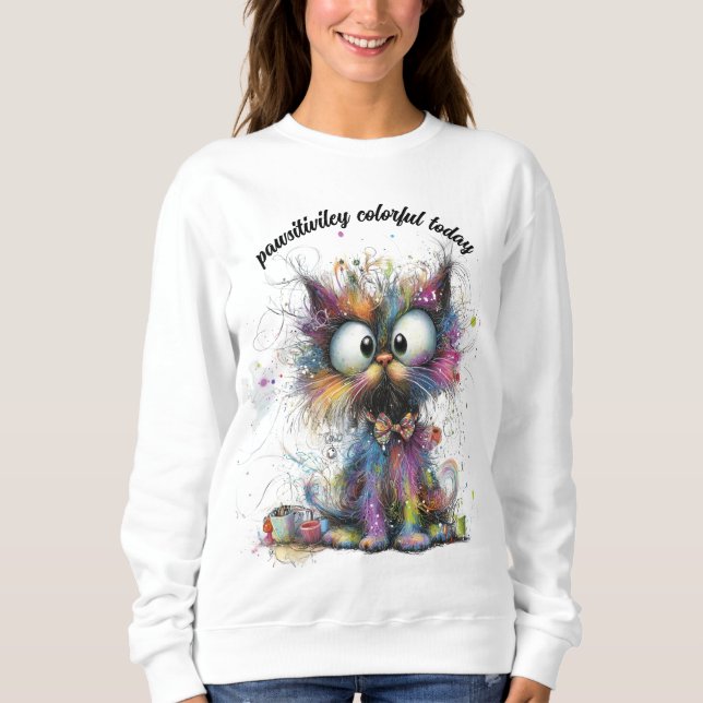 Sweatshirt Chat couleur Whimsical se sentant coloré aujourd'h (Devant)