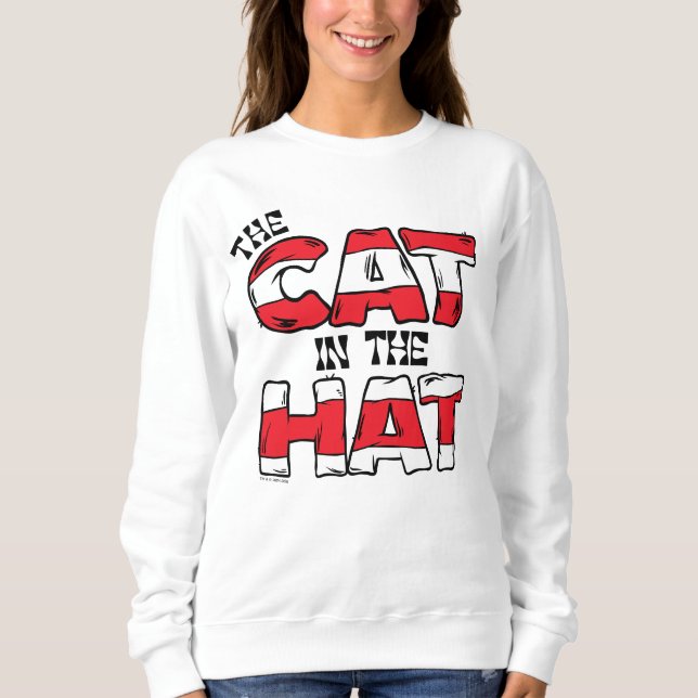 Sweatshirt Chat dans le Casquette | Texte en bande rouge et b (Devant)