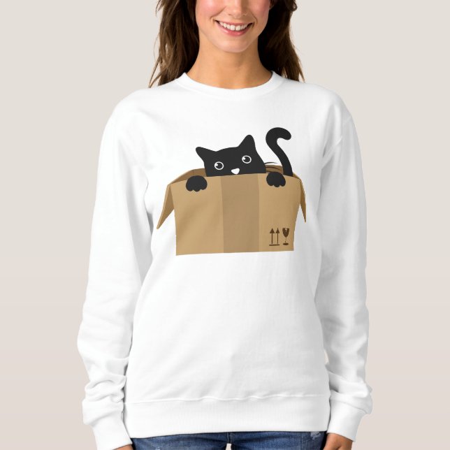 Sweatshirt Chat dans une boîte Cute Design animal (Devant)