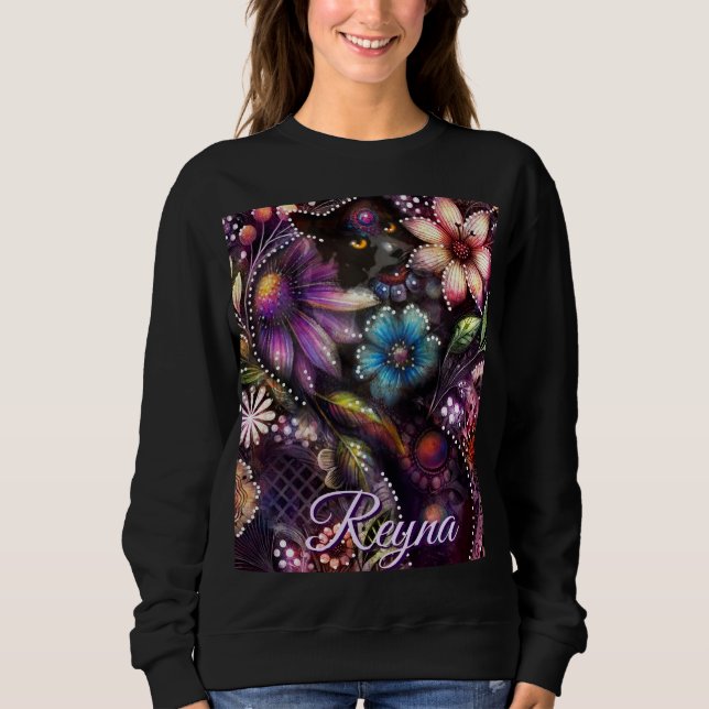 Sweatshirt Chat de jardin Fleur Abstrait Personnalisé (Devant)